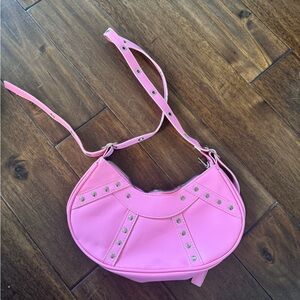 Pink studded adjustable purse